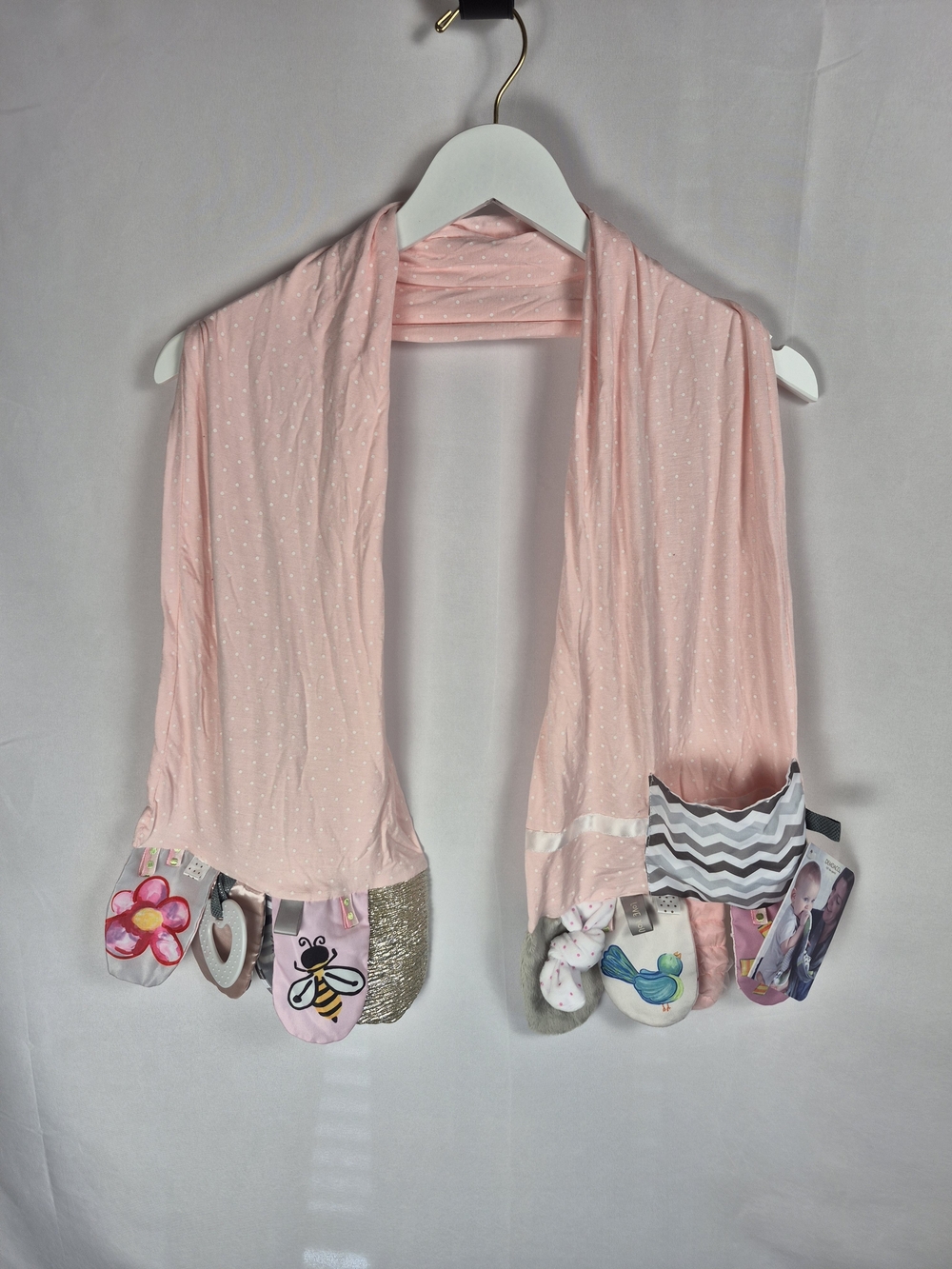 Demdaco Pink Sensory Activity Scarf with Pocketed Play Tags